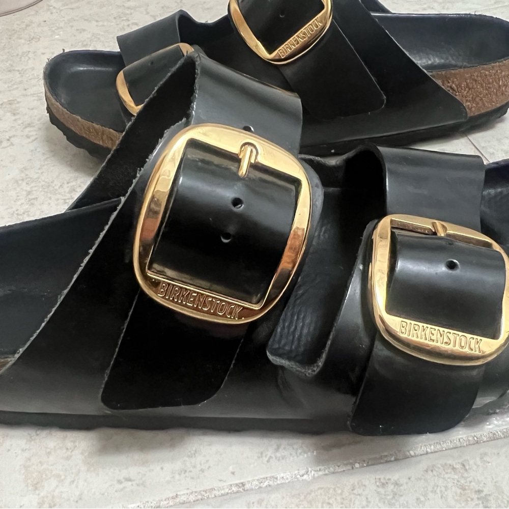 Size 39 - Birkenstock Arizona Big Buckle - Black Patent Leather Sandals - Picture 5 of 10